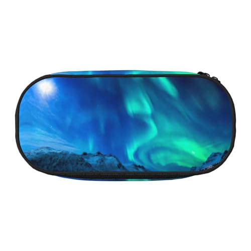 SdetYuia Federmäppchen mit Nordlicht-Druck, kleines Federmäppchen, Mehrzweck-Federmäppchen, Organizer, tragbare Federmäppchen, mehrfarbig, 8.3"x3.7"x2", Federmäppchen von SdetYuia