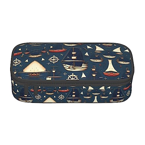 SdetYuia Federmäppchen mit Piraten-Motiv, großes Fassungsvermögen, Stifteetui für Erwachsene, Kosmetiktasche, Schwarz , 8.3"x3.7"x2", Federmäppchen von SdetYuia