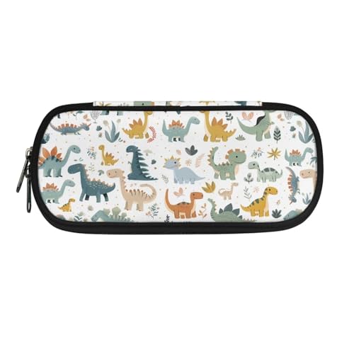 SdetYuia Federmäppchen mit Schmetterlings-Blume, niedliches Federmäppchen für Damen, mit Zubehör für Mädchen, Kawaii, tragbares Federmäppchen für Mittelschule, Dinosaurier, 8.8"x1.7"x4.1", von SdetYuia