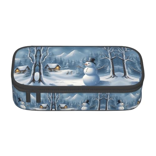 SdetYuia Federmäppchen mit Schneemann-Motiv, großes Fassungsvermögen, Stifttasche für Erwachsene, Kosmetiktasche, Schwarz , 8.3"x3.7"x2", Federmäppchen von SdetYuia
