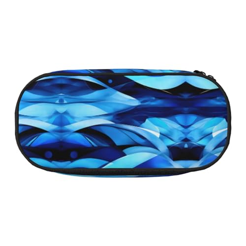 SdetYuia Federmäppchen mit abstraktem blauem Druck, kleines Federmäppchen, Mehrzweck-Federmäppchen, Organizer, tragbare Federmäppchen, mehrfarbig, 8.3"x3.7"x2", Federmäppchen von SdetYuia