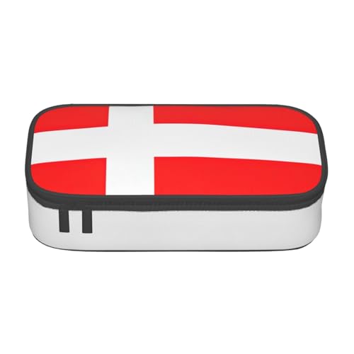 SdetYuia Federmäppchen mit dänischer Flagge, großes Fassungsvermögen, Stifteetui für Erwachsene, Kosmetiktasche, Schwarz , 8.3"x3.7"x2", Federmäppchen von SdetYuia