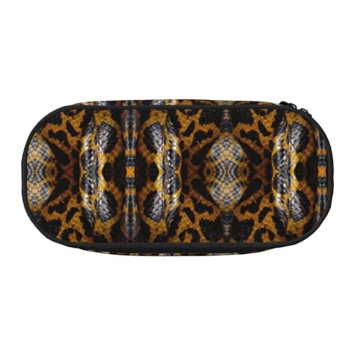 SdetYuia Federmäppchen mit gelbem Schlangen-Druck, kleines Federmäppchen, Mehrzweck-Federmäppchen, Organizer, tragbare Federmäppchen, mehrfarbig, 8.3"x3.7"x2", Federmäppchen von SdetYuia