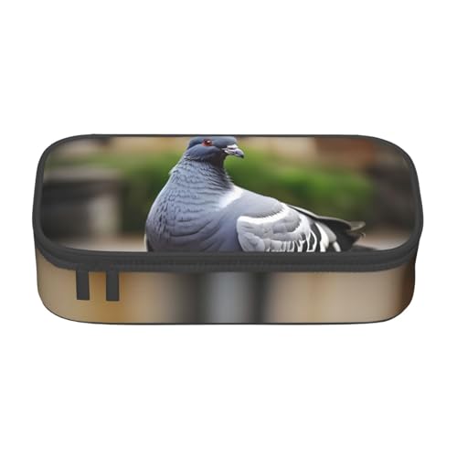 SdetYuia Federmäppchen mit grauem Taubenmuster, großes Fassungsvermögen, Stifteetui für Erwachsene, Kosmetiktasche, Schwarz, Schwarz , 8.3"x3.7"x2", Federmäppchen von SdetYuia