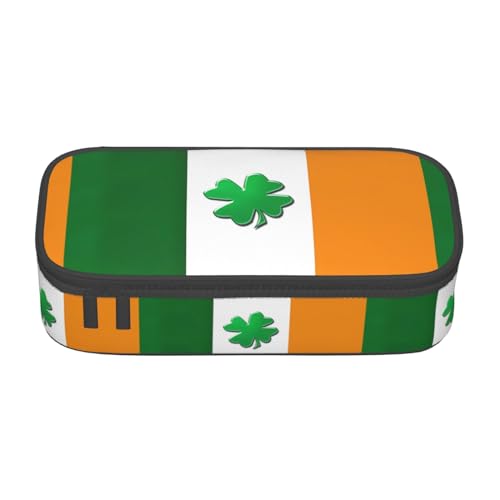 SdetYuia Federmäppchen mit irischer Flagge, großes Fassungsvermögen, Stifttasche für Erwachsene, Kosmetiktasche, Schwarz , 8.3"x3.7"x2", Federmäppchen von SdetYuia