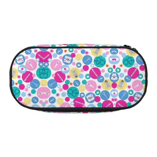 SdetYuia Federmäppchen mit niedlichem Krankenschwesterdruck, kleines Federmäppchen, Mehrzweck-Federmäppchen, Organizer, tragbare Federmäppchen, mehrfarbig, 8.3"x3.7"x2", Federmäppchen von SdetYuia