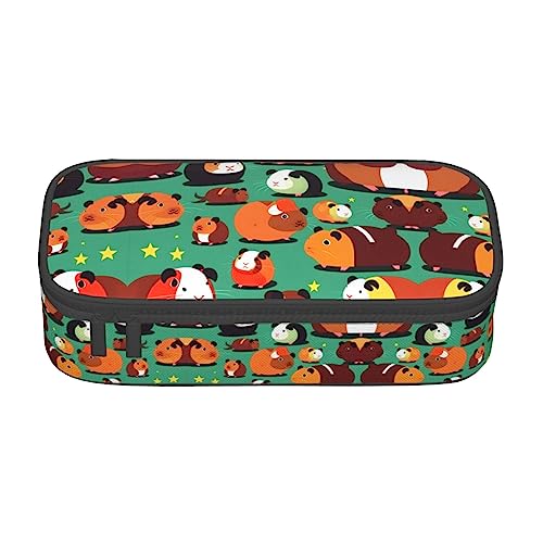 SdetYuia Federmäppchen mit niedlichem Meerschweinchen-Aufdruck, großes Fassungsvermögen, Stifttasche für Erwachsene, Kosmetiktasche, Schwarz , 8.3"x3.7"x2", Federmäppchen von SdetYuia