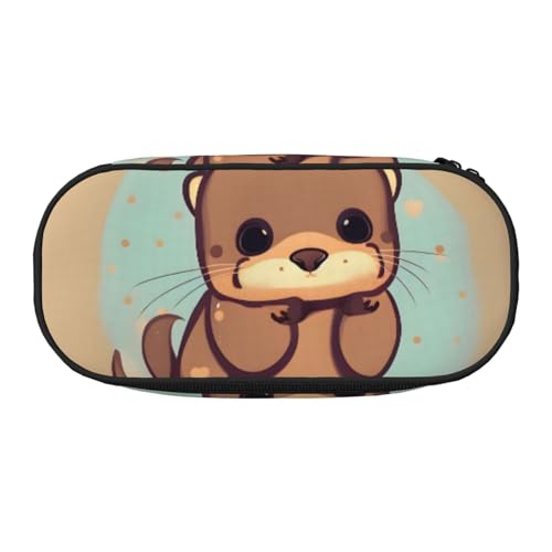 SdetYuia Federmäppchen mit niedlichem Otter-Druck, kleines Federmäppchen, Mehrzweck-Federmäppchen, Organizer, tragbare Federmäppchen, mehrfarbig, 8.3"x3.7"x2", Federmäppchen von SdetYuia