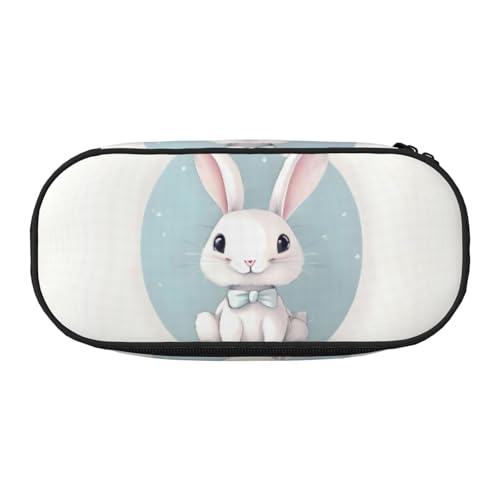 SdetYuia Federmäppchen mit niedlichem weißem Kaninchen-Druck, kleines Federmäppchen, Mehrzweck-Federmäppchen, Organizer, tragbare Federmäppchen, mehrfarbig, 8.3"x3.7"x2", Federmäppchen von SdetYuia
