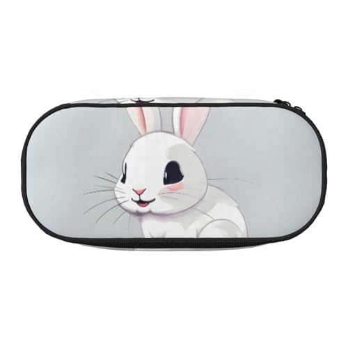 SdetYuia Federmäppchen mit niedlichem weißen Kaninchen-Druck, kleines Federmäppchen, Mehrzweck-Federmäppchen, Organizer, tragbare Federmäppchen, mehrfarbig, 8.3"x3.7"x2", Federmäppchen von SdetYuia