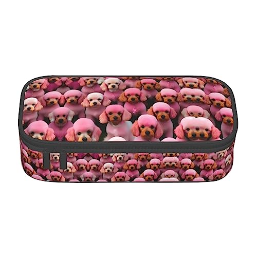 SdetYuia Federmäppchen mit rotem Pudel-Motiv, großes Fassungsvermögen, für Erwachsene, Kosmetiktasche, Schwarz, Schwarz , 8.3"x3.7"x2", Federmäppchen von SdetYuia