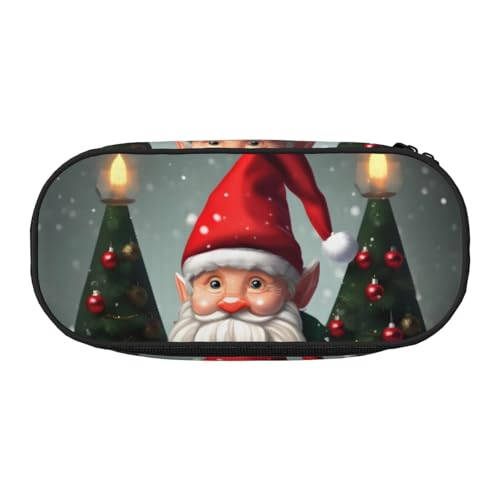 SdetYuia Federmäppchen mit traditionellem Weihnachts-Zwerg-Druck, kleines Federmäppchen, Mehrzweck-Federmäppchen, Organizer, tragbare Federmäppchen, mehrfarbig, 8.3"x3.7"x2", Federmäppchen von SdetYuia
