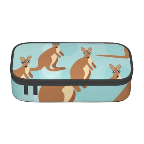 SdetYuia Funny for Kangaroo Zoo Federmäppchen, großes Fassungsvermögen, Stifttasche für Erwachsene, Kosmetiktasche, Schwarz , 8.3"x3.7"x2", Federmäppchen von SdetYuia