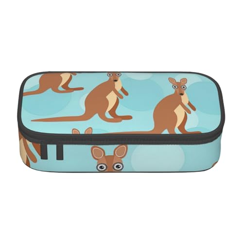 SdetYuia Funny for Kangaroo Zoo Federmäppchen, großes Fassungsvermögen, Stifttasche für Erwachsene, Kosmetiktasche, Schwarz , 8.3"x3.7"x2", Federmäppchen von SdetYuia