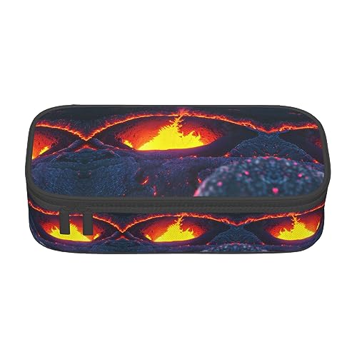 SdetYuia Kilauea Federmäppchen mit Vulkandruck, großes Fassungsvermögen, Stifteetui für Erwachsene, Kosmetiktasche, Schwarz, Schwarz , 8.3"x3.7"x2", Federmäppchen von SdetYuia