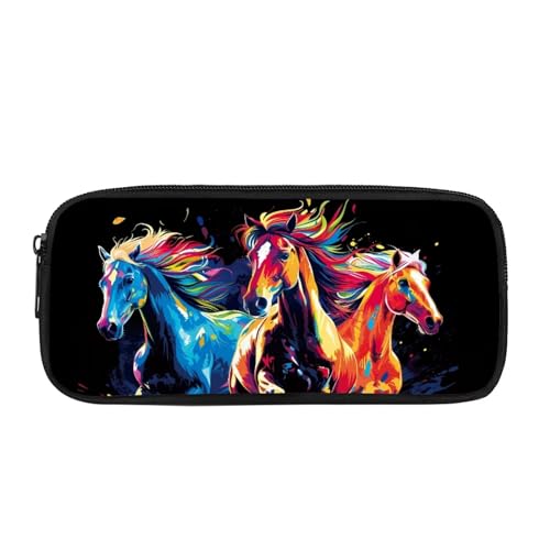 SdetYuia Libellen-Federmäppchen, kleines Federmäppchen, Stiftetasche, Bürobedarf-Organizer, einfache, robuste, multifunktionale Bleistifttasche für Erwachsene und Studenten, pferd, 8.3"x3.7"x2", von SdetYuia