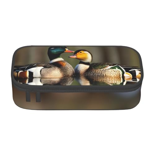 SdetYuia Mallard Federmäppchen mit Entenmuster, großes Fassungsvermögen, Stifttasche für Erwachsene, Kosmetiktasche, Schwarz, Schwarz , 8.3"x3.7"x2", Federmäppchen von SdetYuia