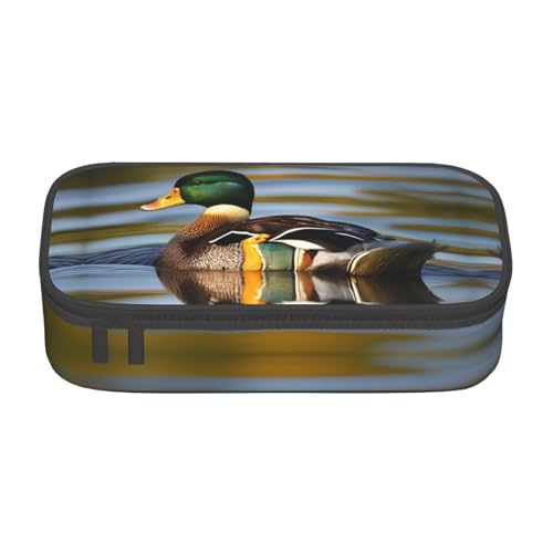 SdetYuia Mallard Federmäppchen mit Entenmuster, großes Fassungsvermögen, Stifttasche für Erwachsene, Kosmetiktasche, Schwarz , 8.3"x3.7"x2", Federmäppchen von SdetYuia