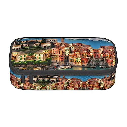 SdetYuia Schönes Federmäppchen mit Italien-Aufdruck, großes Fassungsvermögen, Stifteetui für Erwachsene, Kosmetiktasche, Schwarz, Schwarz , 8.3"x3.7"x2", Federmäppchen von SdetYuia