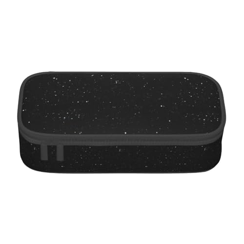 SdetYuia Schwarzes Federmäppchen mit Glitzer-Druck, großes Fassungsvermögen, Stifttasche für Zwischenschicht, Kosmetiktasche für Erwachsene, Schwarz , 8.3"x3.7"x2", Federmäppchen von SdetYuia