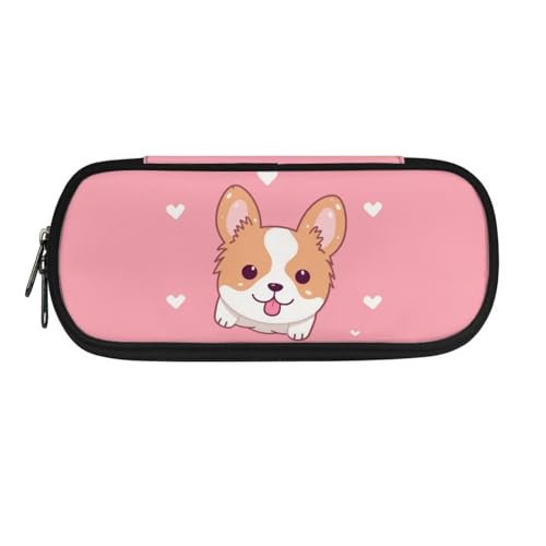 SdetYuia Shark Großes Federmäppchen, Federmäppchen mit Reißverschlussfächern, ästhetisches Federmäppchen für Kinder und Jungen, Schreibwaren-Tasche, Stifteetui für die Schule, Corgi, 8.8"x1.7"x4.1", von SdetYuia