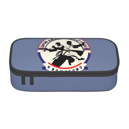 SdetYuia Taekwondo-Design-Federmäppchen, großes Fassungsvermögen, Stifttasche für Erwachsene, Kosmetiktasche, Schwarz, Schwarz , 8.3"x3.7"x2", Federmäppchen von SdetYuia