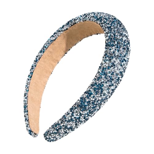 Sdhgerh Haarreifen Damen Glitzer Strass Perlen Haarband Breit Hochzeit Dirndl Haarreif Hochzeit Braut StirnbäNder Haarschmuck Blau für Mädchen Frauen von Sdhgerh