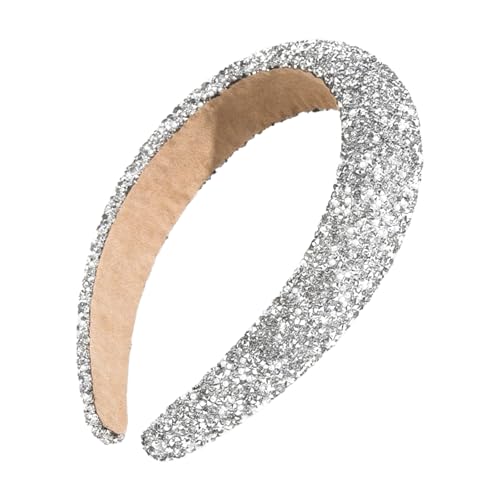 Sdhgerh Haarreifen Damen Glitzer Strass Perlen Haarband Breit Hochzeit Dirndl Haarreif Hochzeit Braut StirnbäNder Haarschmuck Silber für Mädchen Frauen von Sdhgerh