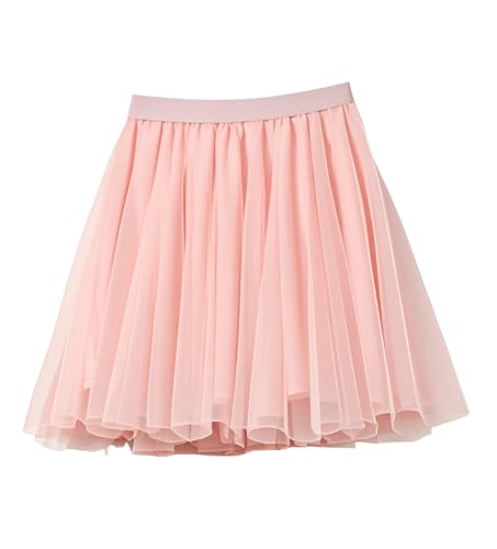 Tüllrock Damen Kurz Doppellagiges Tüll Petticoat Unterrock Elastische Taille Großer Saum 48 cm Rocklänge Rosa Prom Party Rock von Sdhgerh
