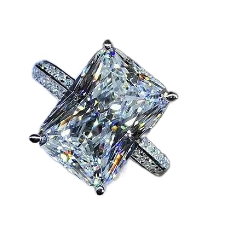 Sdouefos 925 Sterling Silber Mode Großer Rechteck Diamant Damen Ring Aaa Dreidimensionaler Schneiden Super Glänzender Zirkon Ring Dinner Party Verlobung Hochzeit Schmuck (O) von Sdouefos
