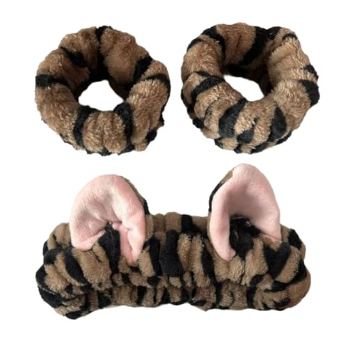 3-in-1-Plüsch-Haarband und Handgelenk-Waschband-Set für Damen, Mädchen, Katzen, Ohren, Make-up, Haarband, Einkaufen, Gesichtswaschen-Haar-Accessoire 3-in-1-Plüsch-Haarband und Handgelenk-Waschband-Set für Damen, Mädchen, Katzen, Ohren, Make-up, Haarband, Einkaufen, Gesichtswaschen-Haar-Accessoire von Sdsrul