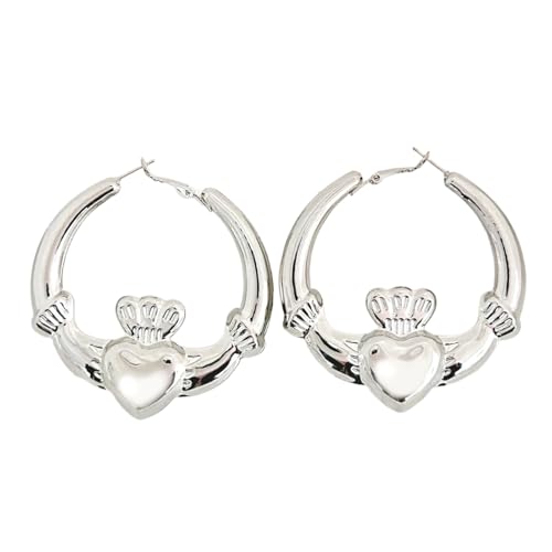 Elegante Creolen mit Herz und Kronen für Frauen, einzigartiger Statement-Schmuck, geeignet als Valentinstagsgeschenk Elegante Creolen mit Herz und Kronen für Frauen, einzigartiger Statement-Schmuck, geeignet als Valentinstagsgeschenk von Sdsrul