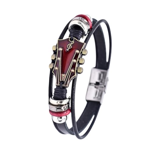 Sdsrul Lederarmband, Handschmuck, Handgelenkschmuck, Gitarrenmotiv, mehrlagiges Lederband für Damen und Herren Sdsrul Lederarmband, Handschmuck, Handgelenkschmuck, Gitarrenmotiv, mehrlagiges Lederband für Damen und Herren von Sdsrul