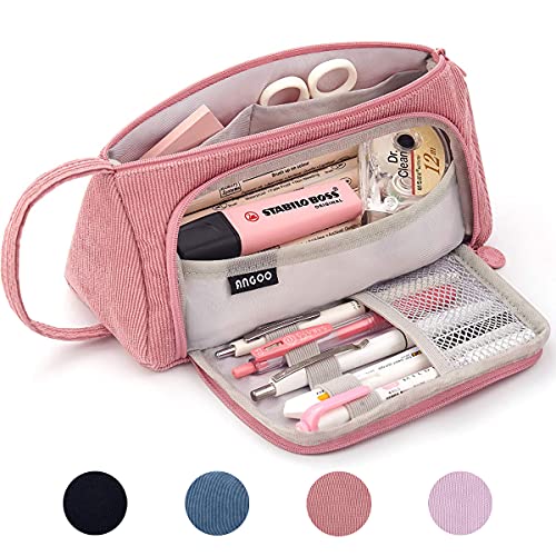 Federmäppchen Federtaschen Teenager Mädchen Mäppchen, Große Kapazität Pencil Case für Schule & Büro Erwachsener Mädchen Geschenk, 21x11cm (Rosa #2) von SeBeLi