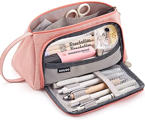 Federmäppchen Große Kapazität Federtaschen Teenager Mädchen Mäppchen mit Reißverschluss Frauen Make-up Tasche für Schule & Büro 20 x11 cm (Rosa) von SeBeLi