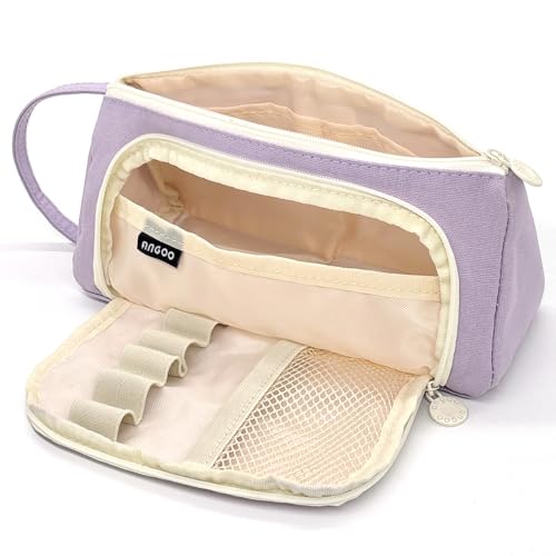 Federmäppchen Mädchen Mäppchen Federtaschen Große Kapazität Teenager Etui Stifte Pencil Case für Schule & Büro (Light Purple) von SeBeLi