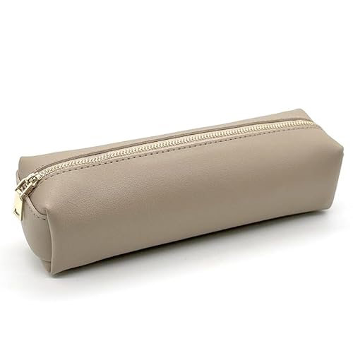 Tragbare PU-Federmäppchen Große Federmäppchen Kosmetik-Organizer-Tasche Schreibwaren für Schule & Büro Teen Geschenk (Hell Khaki) von SeBeLi