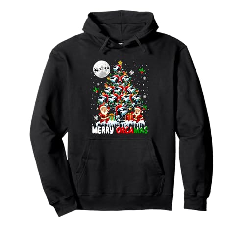 Merry Orcamas Group Santa Orcas As Christmas Tree Lover Kids Pullover Hoodie von Sea Animal Christmas Costume