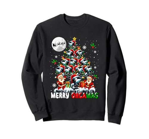 Merry Orcamas Group Santa Orcas As Christmas Tree Lover Kids Sweatshirt von Sea Animal Christmas Costume