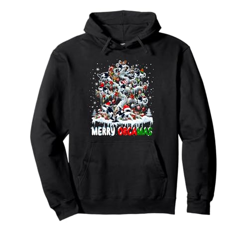 Merry Orcamas Group Santa Orcas On Christmas Tree Lover Kids Pullover Hoodie von Sea Animal Christmas Costume