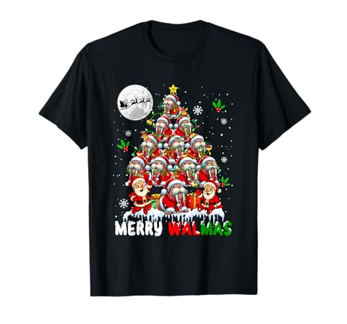 Merry Walmas Group Santa Walruses As Xmas Tree Lover Kids T-Shirt von Sea Animal Christmas Costume