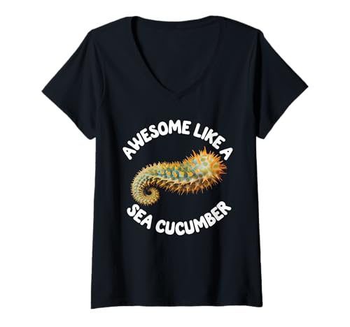 Damen Awesome Like A Sea Gurke T-Shirt mit V-Ausschnitt Damen Awesome Like A Sea Gurke T-Shirt mit V-Ausschnitt von Sea Cucumber Design