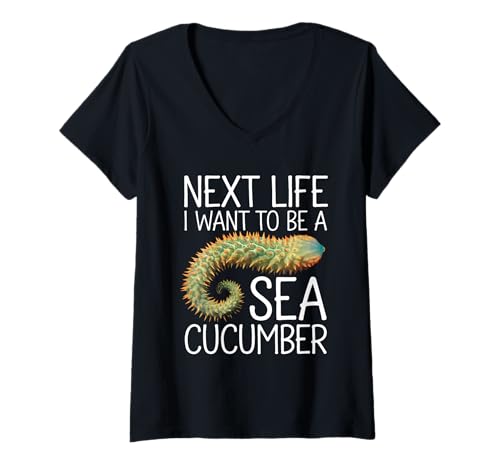 Damen Next Life I Want to Be A Sea Gurke T-Shirt mit V-Ausschnitt Damen Next Life I Want to Be A Sea Gurke T-Shirt mit V-Ausschnitt von Sea Cucumber Design
