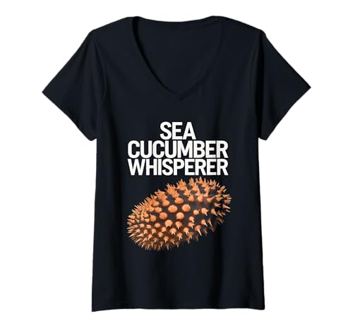 Damen Seegurkenflüsterer T-Shirt mit V-Ausschnitt Damen Seegurkenflüsterer T-Shirt mit V-Ausschnitt von Sea Cucumber Design