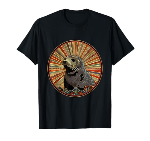 Sea Ocean Animal Art - Seehund-Artwork Marine Säugetier Ozean Meer Tier Robbe - Schwarz - Unisex-Erwachsene, Unisex-Kinder - Kurzarm - T-Shirt - S von Sea Ocean Animal Art