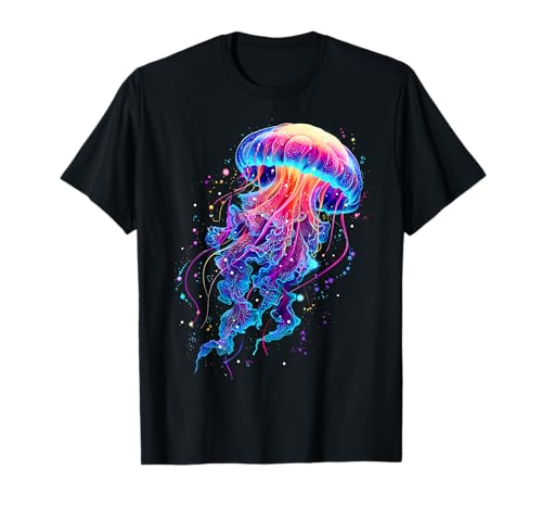 Retro Quallen Regenbogen Meer Ozean Liebhaber Männer Frauen Kinder T-Shirt von Sea Ocean Jellyfish Aquarium Jelly Fish Gifts
