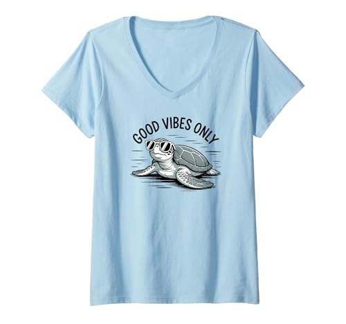 Damen Sea Turtle Decor Lover Ocean Life Creatures Beach T-Shirt mit V-Ausschnitt Damen Sea Turtle Decor Lover Ocean Life Creatures Beach T-Shirt mit V-Ausschnitt von Sea Turtle DearPrint