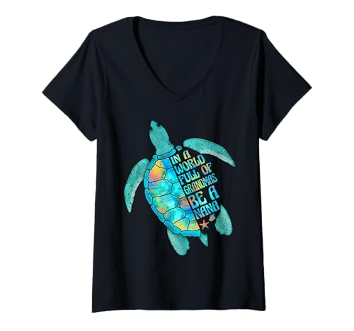 Damen In einer Welt voller Omas Sei eine Nana Meeresschildkröte T-Shirt mit V-Ausschnitt Damen In einer Welt voller Omas Sei eine Nana Meeresschildkröte T-Shirt mit V-Ausschnitt von Sea Turtle Grandmas Be A Nana Mothers Day