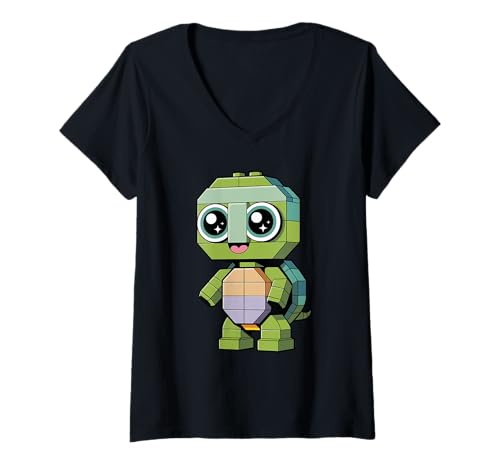 Damen Meeresschildkröte Spielbausteine Schildkröten T-Shirt mit V-Ausschnitt Damen Meeresschildkröte Spielbausteine Schildkröten T-Shirt mit V-Ausschnitt von Sea Turtle Lover Gifts