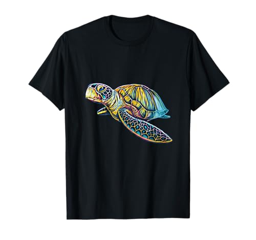 Sea Turtles - Gift Present Christmas Birthday T-Shirt, Meerestiere, Meeresschildkröten, buntes Design, Schwarz, S, Klassisch, Rundhals, Halbarm, Unisex, Erwachsene Männer, Meeresschildkröten-Fans von Sea Turtles - Gift Present Christmas Birthday